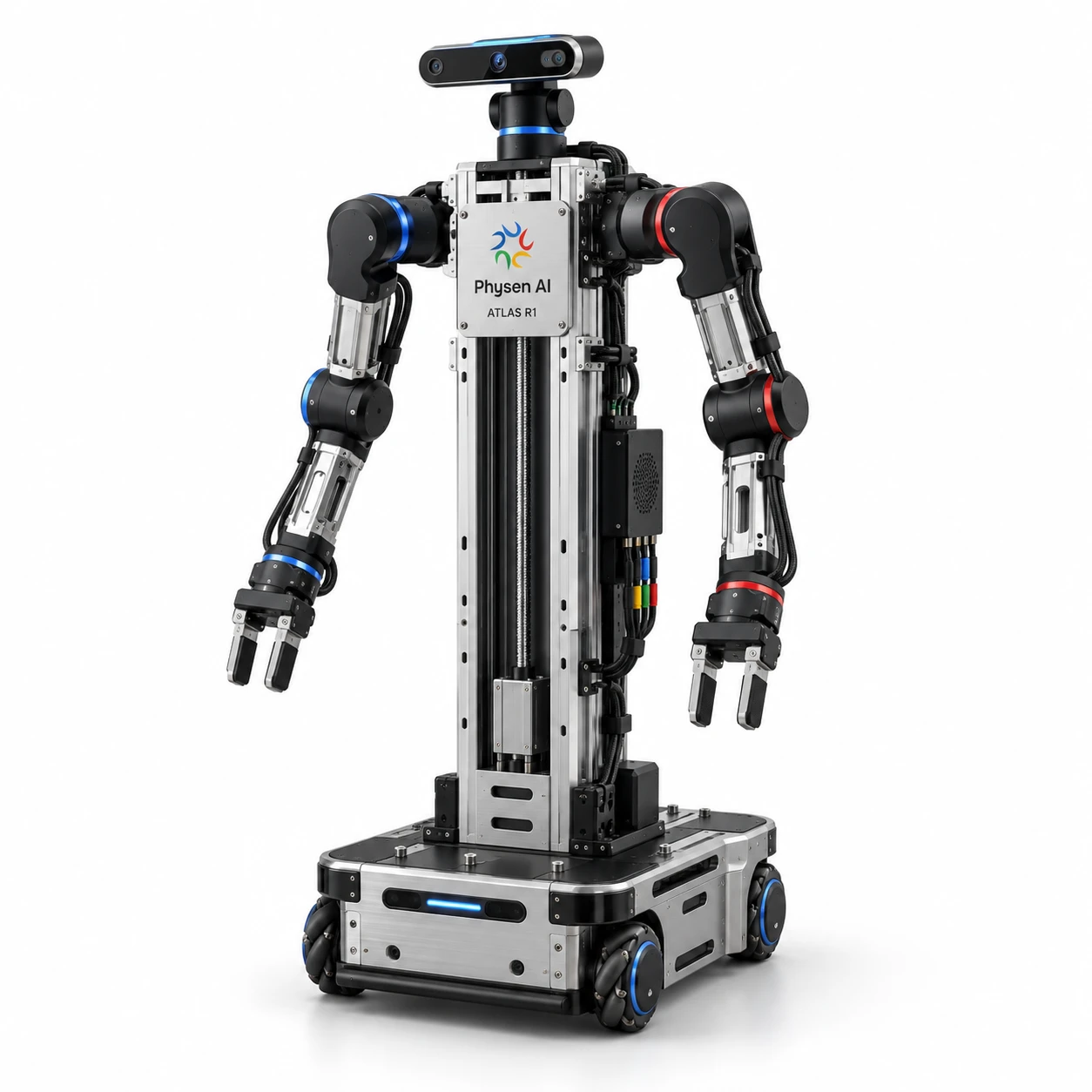 Physen AI Atlas R1，Atlas R1 开放结构设计概念 · AI 生成 · 非实物与工程定型图